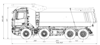 Габаритные размеры карьерного самосвала КАМАЗ 65951 8х4 с кузовом ТОРГ-КОМС 25 м3 сайт Габаритные размеры карьерного самосвала КАМАЗ 65951 8х4 с кузовом ТОРГ-КОМС 25 м3 сайт